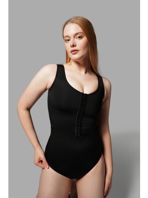 Salmore Gydp Kalın Askılı Agraflı Body Slip 9064 Siyah Slmr