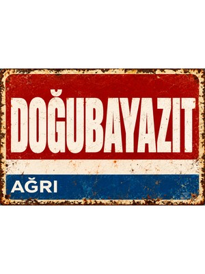 Lucena Doğubayazıt Ağrı Retro Vintage Metal Duvar Tablosu Eskitme Tasarım Dekoratif Tabela 15X20 cm