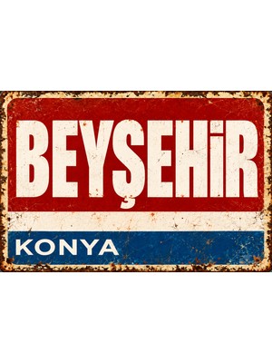 Lucena Beyşehir Konya Retro Vintage Eskitme Metal Duvar Tablosu Dekoratif Teneke Tabela 15X20 cm