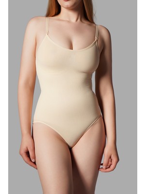 Salmore Gydp Incelten 2 Beden Toparlayan Alt Tarafı Çıtçıtlı Zıbın Korse Seamless 9051 Ten Slmr