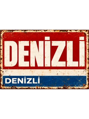 Lucena Denizli Retro Vintage Eskitme Metal Duvar Tabelası Dekoratif Nostaljik Şehir Levhası 15X20 cm