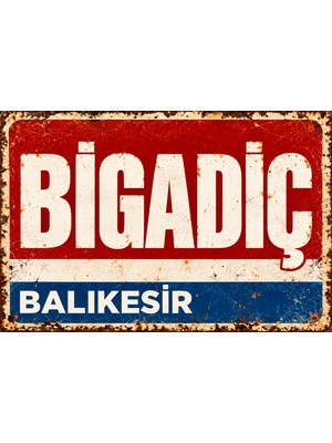 Lucena Bigadiç Balıkesir Retro Metal Duvar Tablosu Vintage Eskitme Dekoratif Ilçe Tabelası 15X20 cm