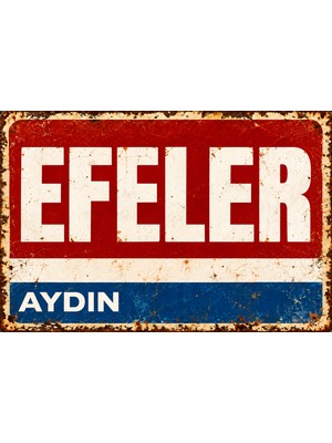 Lucena Efeler Aydın Retro Vintage Eskitme Metal Duvar Tabelası Dekoratif Teneke Levha 15X20 cm