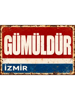 Lucena Gümüldür Izmir Retro Vintage Metal Duvar Tablosu Eskitme Tasarım Dekoratif Tabela 15X20 cm