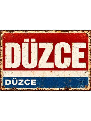 Lucena Düzce Retro Vintage Eskitme Metal Duvar Tablosu Dekoratif Şehir Tabelası 15X20 cm