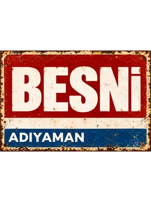 Lucena Besni Adıyaman Retro Vintage Eskitme Metal Duvar Tabelası Dekoratif Teneke Levha 15X20 cm