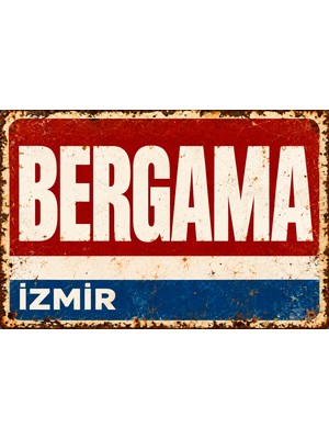 Lucena Bergama Izmir Vintage Eskitme Metal Duvar Tablosu Retro Şehir Tabelası Dekoratif 15X20 cm