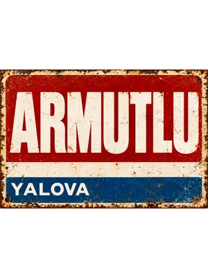 Lucena Armutlu Yalova Retro Metal Duvar Tablosu Vintage Eskitme Dekoratif Tabela  15X20 cm