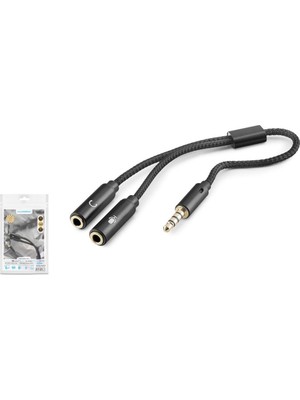 Hadron HDX1083 3.5 mm Kulaklık Mikrofon Ayırıcı Kablo 23 cm Siyah