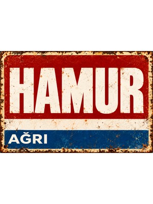 Lucena Hamur Ağrı Retro Vintage Eskitme Metal Duvar Tablosu Dekoratif Ilçe Tabelası  15X20 cm