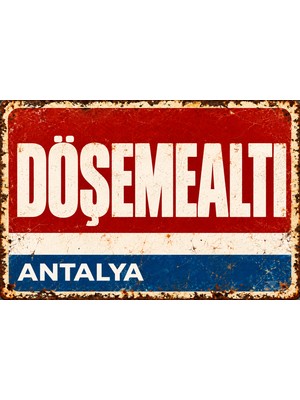 Lucena Döşemealtı Antalya Retro Vintage Eskitme Metal Duvar Tabelası Dekoratif Levha 15X20 cm