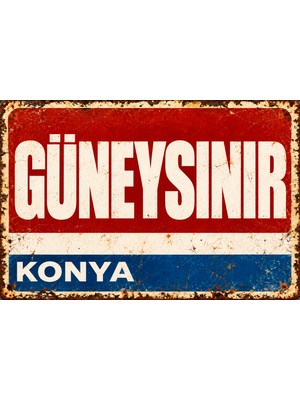 Lucena Güneysınır Konya Retro Vintage Metal Duvar Tablosu Eskitme Yol Tabelası Dekoratif Levha 15X20 cm