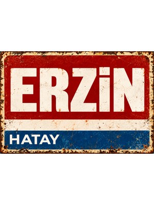 Lucena Erzin Hatay Eskitme Vintage Metal Duvar Tablosu Retro Ilçe Tabelası Dekoratif Metal Levha  15X20 cm