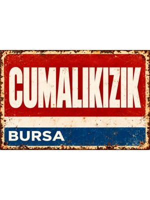 Lucena Cumalıkızık Bursa Vintage Retro Eskitme Metal Duvar Tablosu Dekoratif Teneke Tabela  15X20 cm