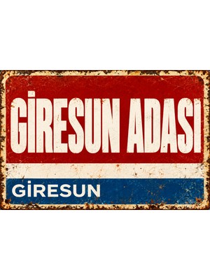 Lucena Giresun Adası Giresun Vintage Retro Metal Duvar Tablosu Dekoratif Eskitme Tabela 15X20 cm
