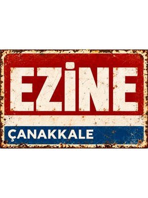 Lucena Ezine Çanakkale Retro Vintage Metal Duvar Tablosu Eskitme Tasarım Dekoratif Teneke Levha  15X20 cm