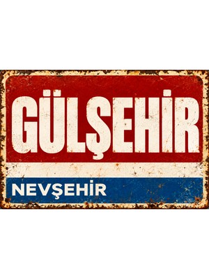 Lucena Gülşehir Nevşehir Retro Vintage Metal Duvar Tablosu Eskitme Tasarım Dekoratif Tabela  15X20 cm