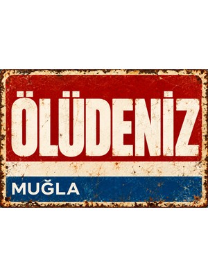 Lucena Ölüdeniz Muğla Retro Vintage Metal Duvar Tablosu – Eskitme Tasarım Dekoratif Tabela  15X20 cm
