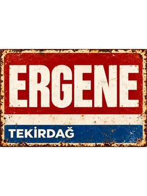 Lucena Ergene Tekirdağ Vintage Eskitme Metal Duvar Tablosu Retro Şehir Tabelası Dekoratif Levha 15X20 cm