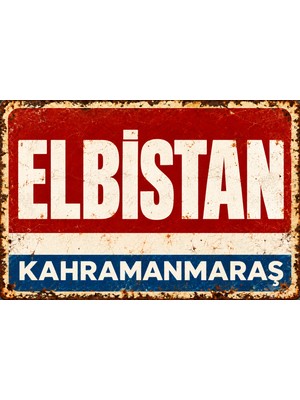 Lucena Elbistan Kahramanmaraş Retro Vintage Eskitme Metal Duvar Tabelası Dekoratif Teneke Levha  15X20 cm