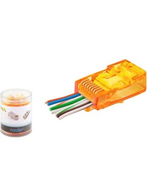 Hadron Nodar ND2405 Cat6 Ez RJ45 Konnektör 100 Adet Plastik Kutu -Turuncu