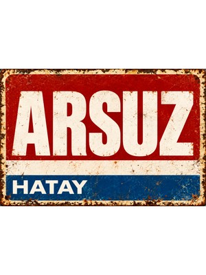 Lucena Arsuz Hatay Retro Metal Duvar Tablosu Vintage Yol Tabelası Dekoratif Levha  15X20 cm