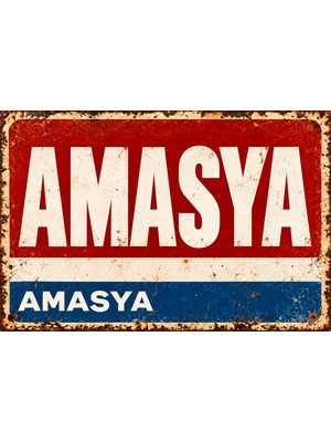 Lucena Amasya Retro Vintage Metal Duvar Tablosu – Eskitme Şehir Tabelası Dekoratif Levha  15X20 cm