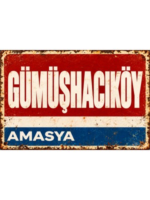 Lucena Gümüşhacıköy Amasya Retro Vintage Eskitme Metal Duvar Tablosu Dekoratif Tabela  15X20 cm
