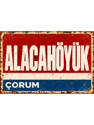 Lucena Alacahöyük Çorum Vintage Metal Duvar Tablosu Retro Dekoratif Eskitme Tabela 15X20 cm