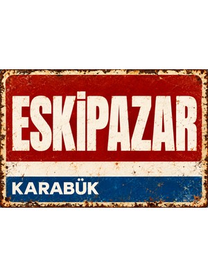 Lucena Eskipazar Karabük Retro Vintage Eskitme Metal Duvar Tabelası Dekoratif Levha 15X20 cm