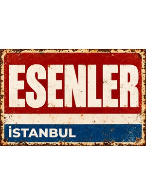Lucena Esenler Istanbul Retro Vintage Eskitme Metal Duvar Tablosu Dekoratif Tabela  15X20 cm