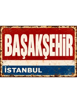 Lucena Başakşehir Istanbul Retro Vintage Eskitme Metal Duvar Tablosu Dekoratif Teneke Tabela  15X20 cm