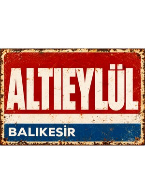 Lucena Balıkesir Altıeylül Retro Vintage Metal Duvar Tablosu Eskitme Dekoratif Tabela 15X20 cm