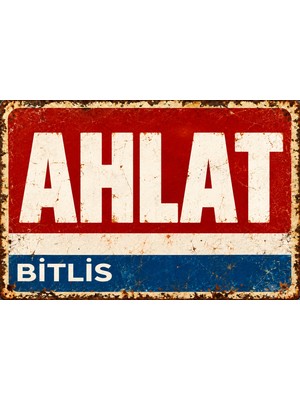 Lucena Ahlat Bitlis Retro Metal Tabela | Vintage Eskitme Dekoratif Duvar ve Kapı Süsü 15X20 cm
