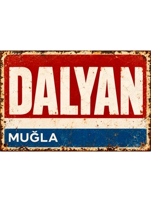 Lucena Dalyan Muğla Vintage Metal Duvar Dekoru Retro Eskitme Nostaljik Tabela 15X20 cm