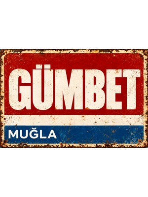 Lucena Gümbet Muğla Retro Vintage Eskitme Metal Duvar Tablosu Dekoratif Tabela 15X20 cm