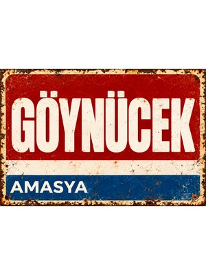 Lucena Göynücek Amasya Retro Vintage Eskitme Metal Duvar Tabelası Dekoratif Hediyelik Levha 15X20 cm