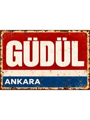 Lucena Güdül Ankara Retro Vintage Eskitme Metal Duvar Tabelası Dekoratif Teneke Levha 15X20 cm