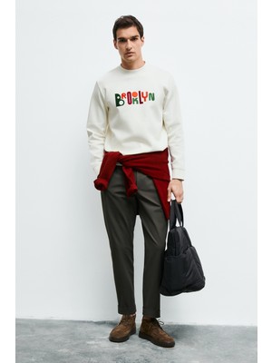 Lufian Fınn Erkek Sweatshirt Kırık Beyaz