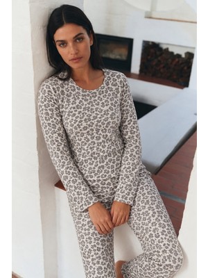 Meca Kadın Şık Esnek Gri Pijama Takımı