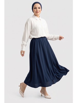 Suede Style 6443 - Rahat Şık Viskon Bel Lastikli Cobe Etek