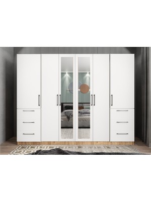 Baramolife Yıldız 6 Kapaklı Gardırop - Ceviz - G.A.Y_270