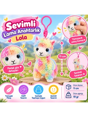 Marka Kolik Peluş Renkli Lama Anahtarlık Lola