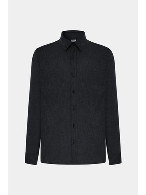 Twn Slim Fit Antrasit Armürlü Gömlek
