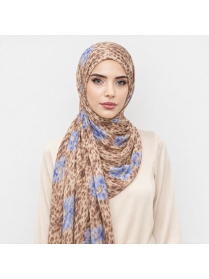Mestore Karamel Çiçekli Bandana Hazır Şal