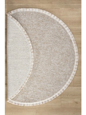 Eliz Home Bej Daire Yuvarlak Modern Dokuma Halı Bukleli BEJ DAİRE