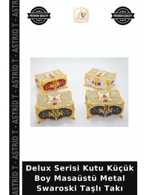 Delux Serisi Kutu Küçük Boy Masaüstü Metal Swaroski Taşlı Takı