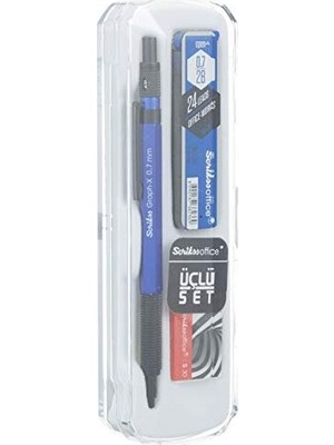 Scrikss 3'lü Set Versatil Kalem 0.7 mm Mavisilgimin 0.7 mm
