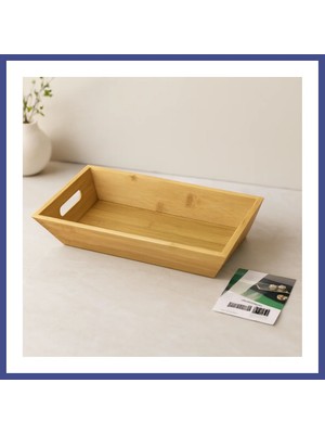 Canbia Bambu Dikdörtgen Sunum Tepsisi 16X30X4.5 cm (Çift Kulplu) Kahy