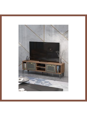 Bezos Linya Gold Tv Sehpası Kahverengi Dry